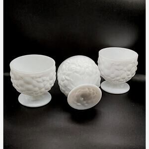 Set of 3 Vintage White Milk Glasses